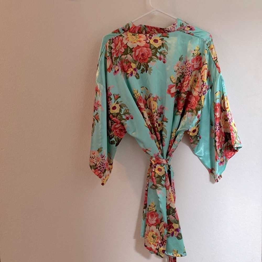 Floral Satin Robe - Picture 2 of 2